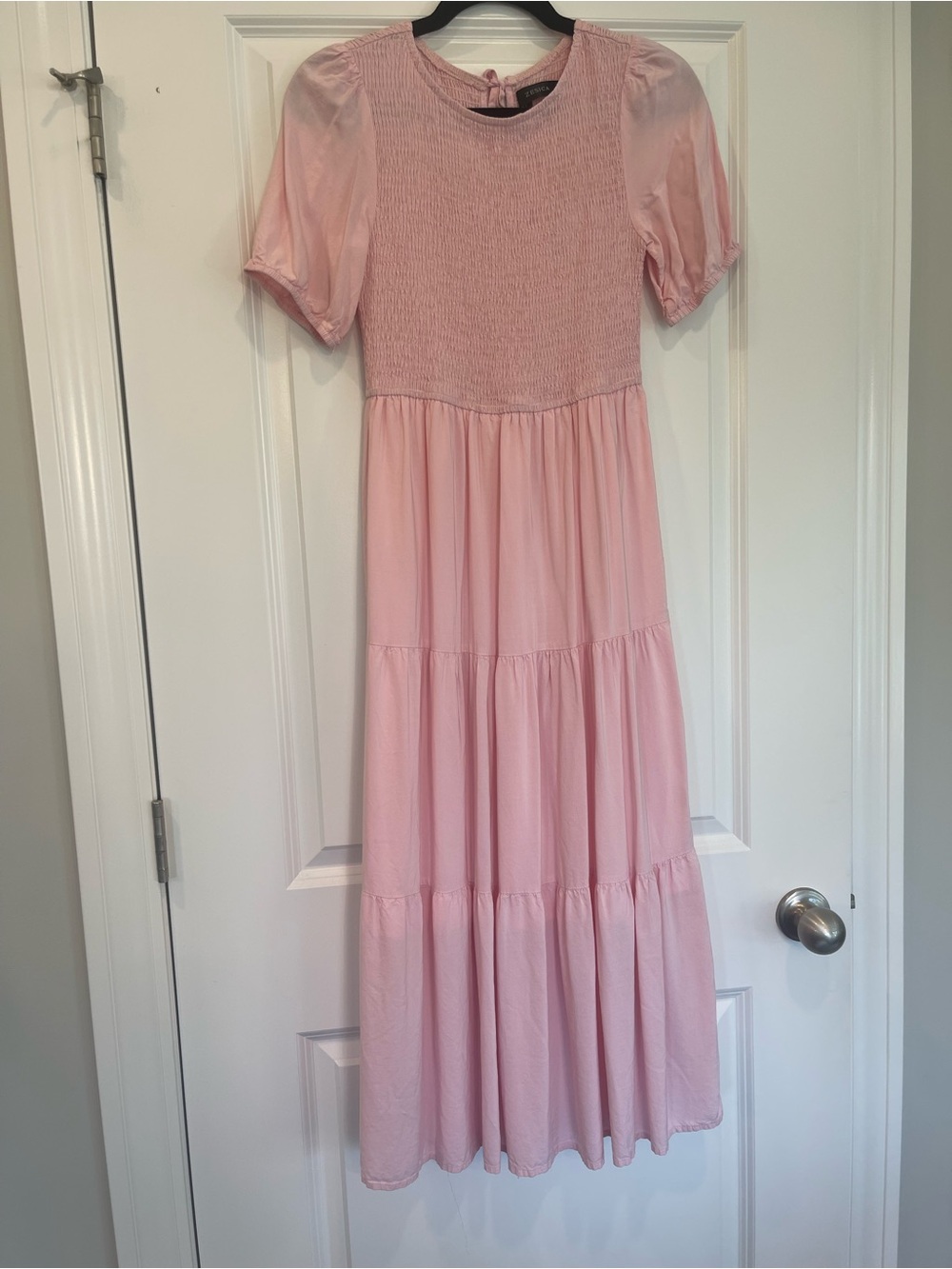 ZESICA Pink Smocked Tiered Maxi Dress Size S